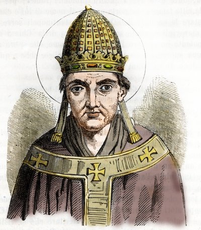 Retrato do Papa Sylvestre I (Silvestre ou Sylvester ou Silvestro) (314-335) - Desenho de "Misteri del Vaticano" de Franco Mistrali de Franco Mistrali