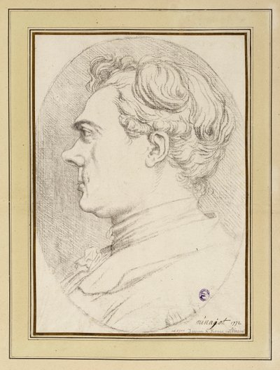 Retrato caricatural do pintor Ménageot, Roma 1772 de François-André Vincent