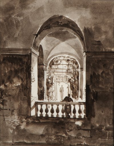 Figura numa varanda de Francois-Marius Granet