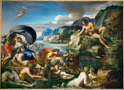 Acis e Galateia escondem-se perante Polifemo Acis e Galateia escondem-se perante Polifemo ... de Francois (1590 1650) (after) Perrier