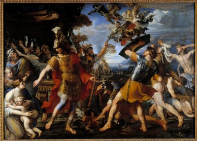 Enee e seus companheiros de luta contra a Pintura Harpia de François Perrier (1590-1650) 1646 Sol. 1,55x2,18 m de Francois Perrier