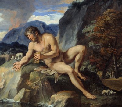 Polypheme os ciclopes com flauta Pan, detalhe de "Acis e Galatee" As ninfas Galatee e Acis, são observadas pelos ciclopes Polypheme, invejosos do seu amor idílico. De acordo com as "Metamorfoses" de Ovídio. Pintura de François Perrier (1590-1650) 17a ce de Francois Perrier
