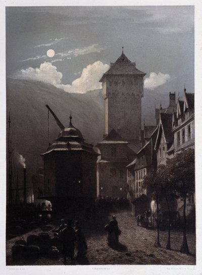 Castelo Boppart. Em “” O monumental e pitoresco Reno””. Litografias de Fourmais e Stroobant de Francois Stroobant