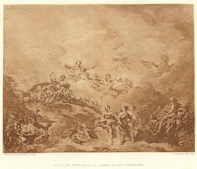 Apollo Preside a la Danse et aux Chansons (gravura) de Francois (after) Boucher