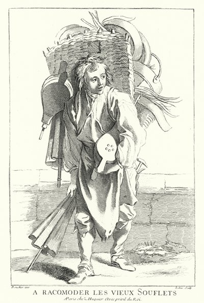 Remetente do fole (gravação) de Francois (after) Boucher