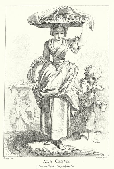 Vendedor de creme (gravura) de Francois (after) Boucher