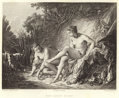 Diane Leaving the Bath (gravura) de Francois (after) Boucher