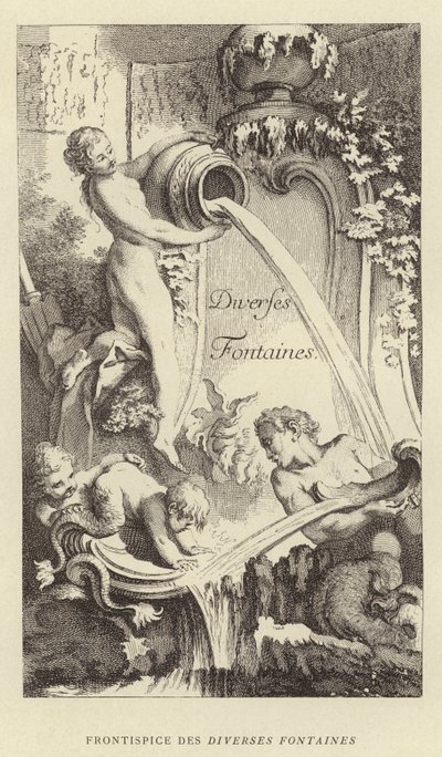 Frontispício para as Várias Fontes (gravura) de Francois (after) Boucher