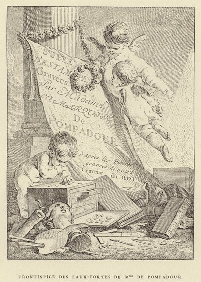 Frontispício das gravuras de Mme de Pompadour (gravura) de Francois (after) Boucher