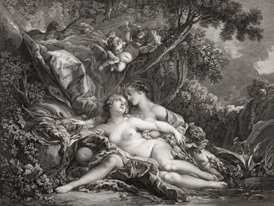 Júpiter e Calisto. (imprimir) de Francois (after) Boucher