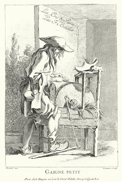 Lixadora de facas (gravação) de Francois (after) Boucher