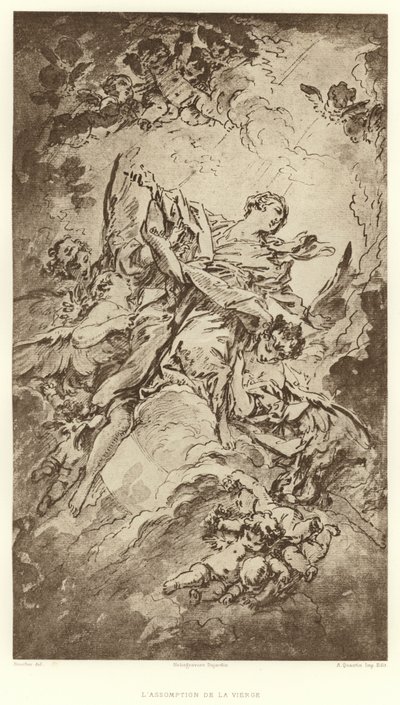 A Assunção da Virgem (gravura) de Francois (after) Boucher