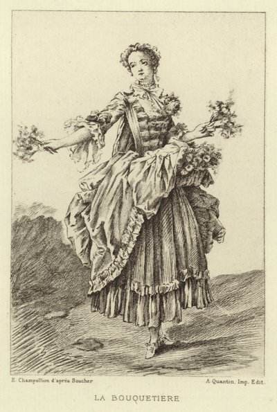 A Bouquetiere (gravura) de Francois (after) Boucher