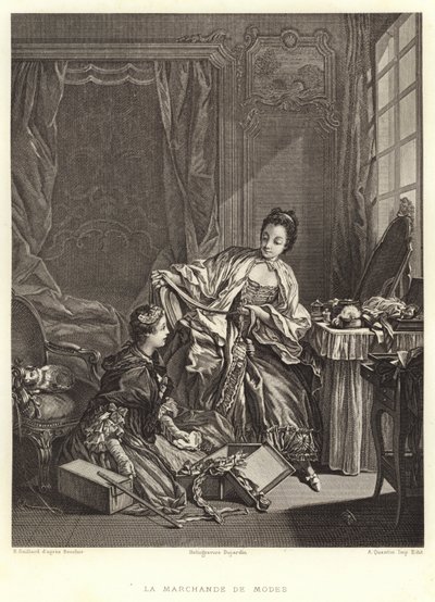 La Marchande de Modes (gravura) de Francois (after) Boucher