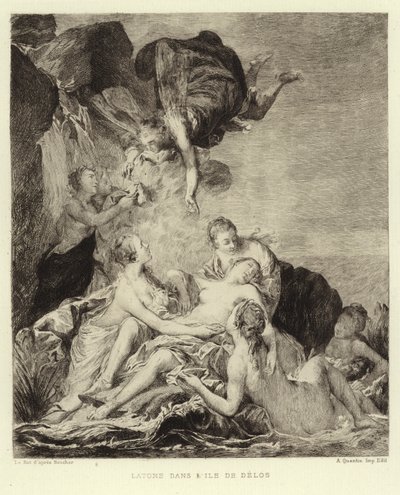 Latona na ilha de Delos (gravura) de Francois (after) Boucher