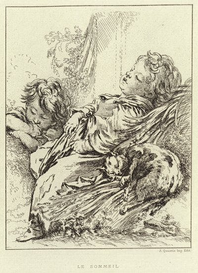 Dormir (gravação) de Francois (after) Boucher