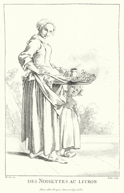 Vendedor de nozes (gravura) de Francois (after) Boucher