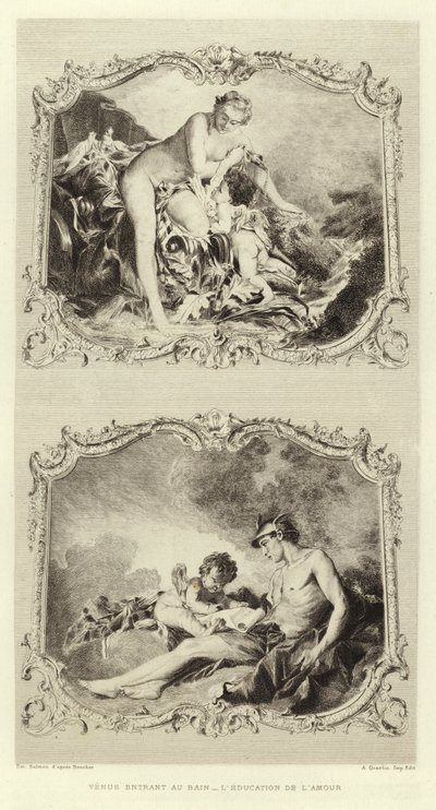 Vénus Entrando no Banho, Educação do Amor (gravura) de Francois (after) Boucher