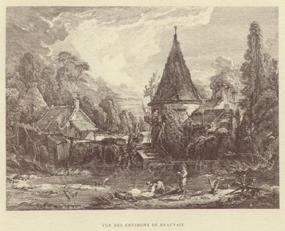 Vista dos arredores de Beauvais (gravura) de Francois (after) Boucher