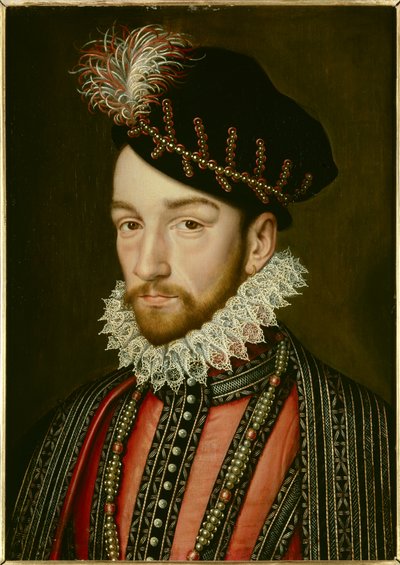 Retrato de Carlos IX (1550 - 1574). Pintura de François Clouet (1515-1572) de Francois (after) Clouet