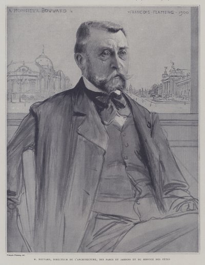 Joseph-Antoine Bouvard, arquiteto e administrador francês (litho) de Francois (after) Flameng