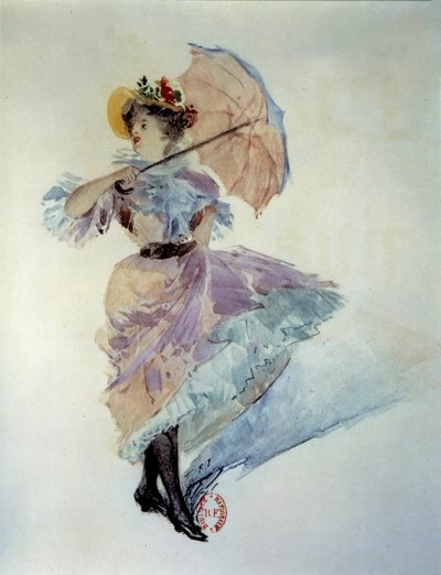 Aquarela para ilustrar o romance "Bola de Sebo" de Guy de Maupassant (1850 - 1893). Desenho de FrançoisThevenot (século XIX) de Francois (after) Thevenot