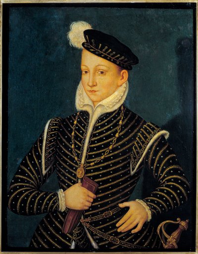 Retrato de Carlos IX (1550 - 1574) Rei de França. Pintura atribuída a François Clouet (1515-1572) de Francois (attr. to) Clouet