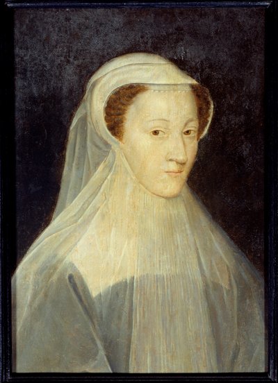 Retrato de Marie Stuart (1542-1587), Rainha de França e Rainha da Escócia em traje de luto. Pintura da oficina de François Clouet (1515-1572), cerca de 1560. Óleo sobre madeira. Dim: 0,37 x 0,26m. Paris, Musee Carnavalet - Retrato de Mary Stuart (1542-15 de Francois (workshop of) Clouet