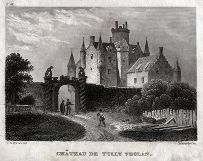 O Castelo Craighall. (Gravura, ca. 1830) de Francois Alexandre (after) Pernot