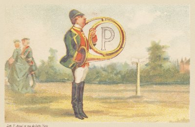 P (letra mostrada por um tocador de trompa de caça) de Francois Antoine Appel