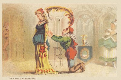 R (carta mostrada por uma senhora e um camareiro de joelhos) de Francois Antoine Appel