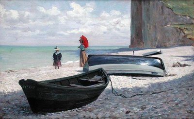Cena de praia em Fecamp, norte da França (óleo sobre painel) de Francois Auguste Didier Clovis