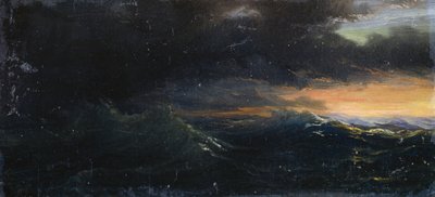 Pôr-do-sol no mar tempestuoso de Francois Barry