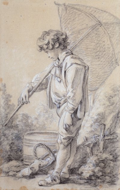 Um rapaz a segurar uma rede de François Boucher