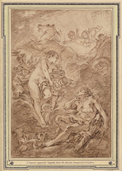 Aurora e Céfalo, c.1766 (desenho) de Francois Boucher