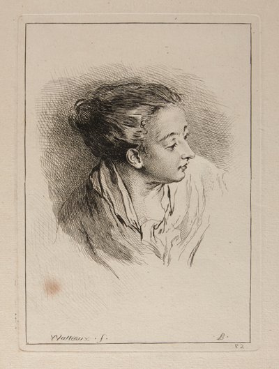 Busto de mulher com o cabelo puxado para trás de François Boucher