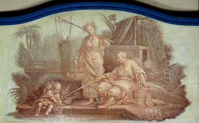 Chinoiserie: Cena da pesca na China. Front de porte draws de François Boucher (1703-1770) de François Boucher