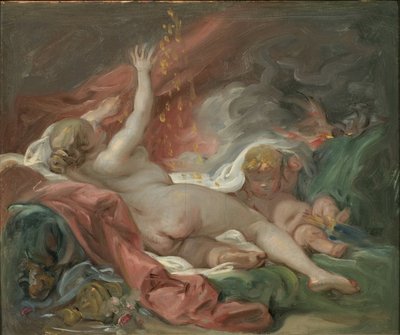 Danae, por Boucher, François (1703-1770). Óleo sobre tela. Tamanho: 29x35 cm. Nationalmuseum Estocolmo de François Boucher