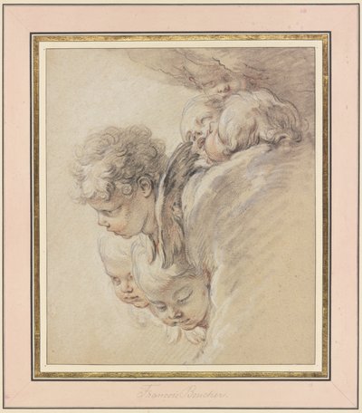 Cabeças de anjos nas nuvens (Nascimento de Cristo) de François Boucher
