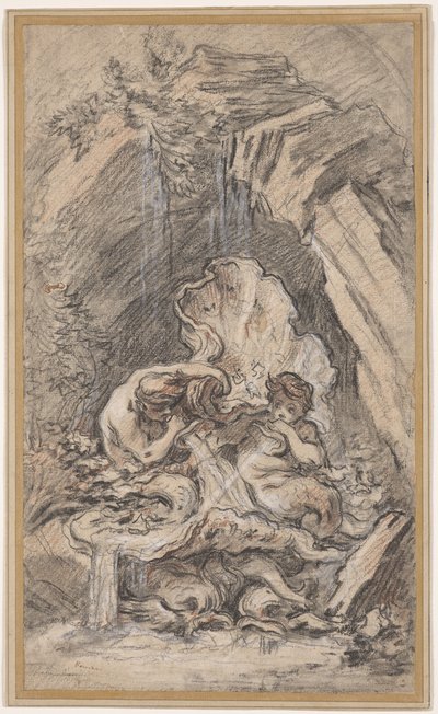 Fonte com dois tritões soprando conchas de François Boucher