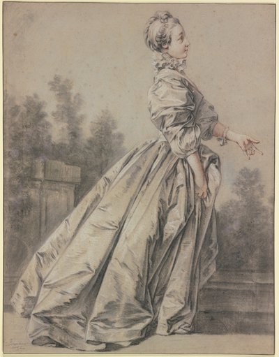 Mulher de perfil, a caminhar para a direita de François Boucher
