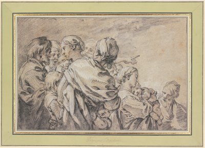 Grupo de figuras de meio corpo, composto por homens e mulheres com crianças de François Boucher