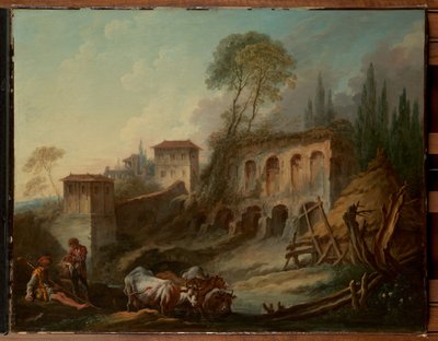 Paisagem imaginária com o Monte Palatino, vista do Campo Vaccino de François Boucher