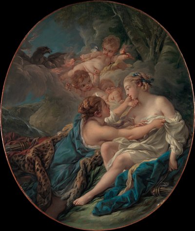 Júpiter, disfarçado de Diana, e Calisto de François Boucher