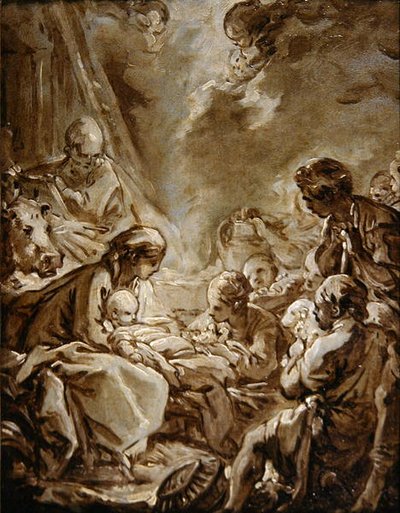 La Lumiere du Monde (óleo sobre papel sobre painel) de François Boucher