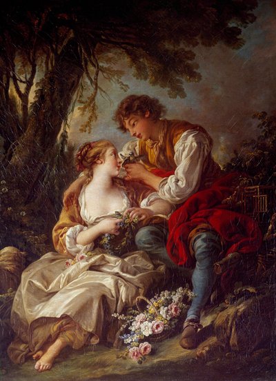 La cage Painting by François Boucher (1703-1770) 1763 Sun. 0,93x0,73 m de François Boucher