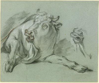 Touro deitado. Estudo para o quadro «O Rapto de Europa», no Musée du Louvre, em Paris de François Boucher