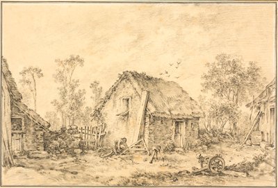 Paisagem com Chalé Rústico de François Boucher
