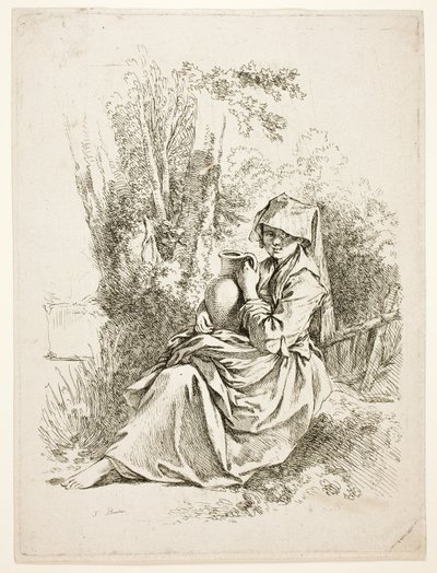 Mulher camponesa com um jarro de François Boucher