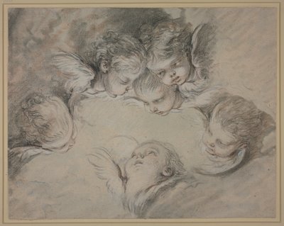 Seis cabeças de anjo entre as nuvens de François Boucher